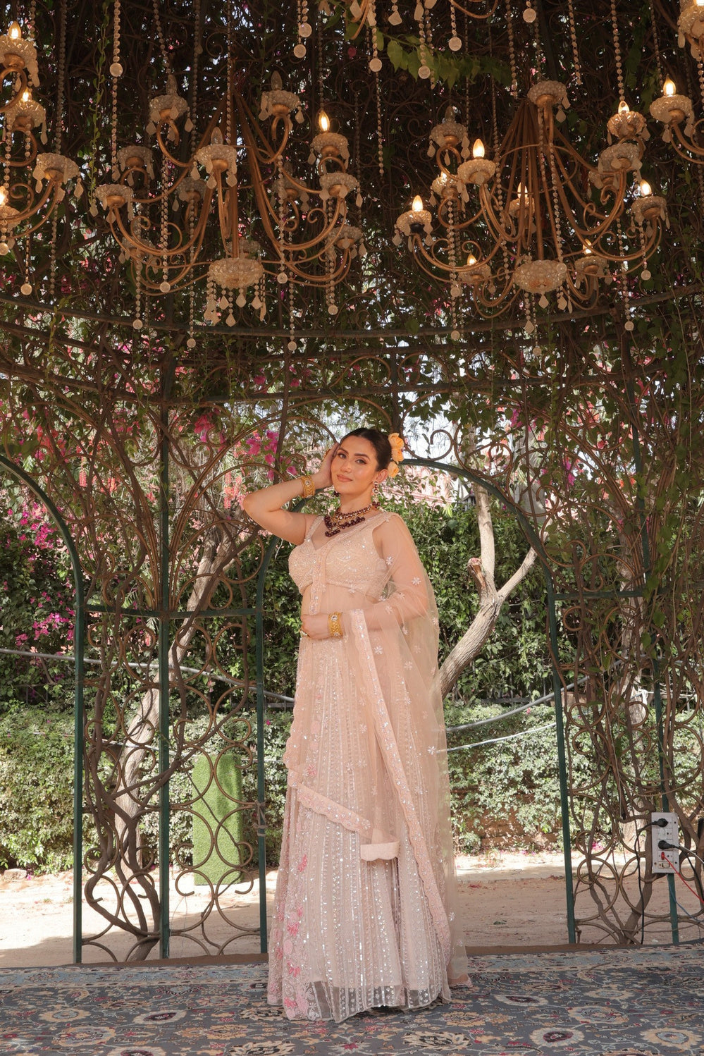 Blush Bloom Handcrafted Organza Lehenga - view 1