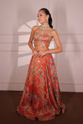 Burnt Orange Banarasi Lehenga - view 1