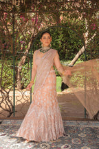 Midnight Glimmer Draped Fish-Cut Saree - view 1