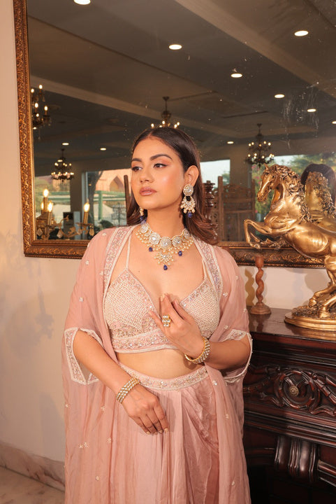 Pearl Whisper Cape Dhoti Ensemble - view 2