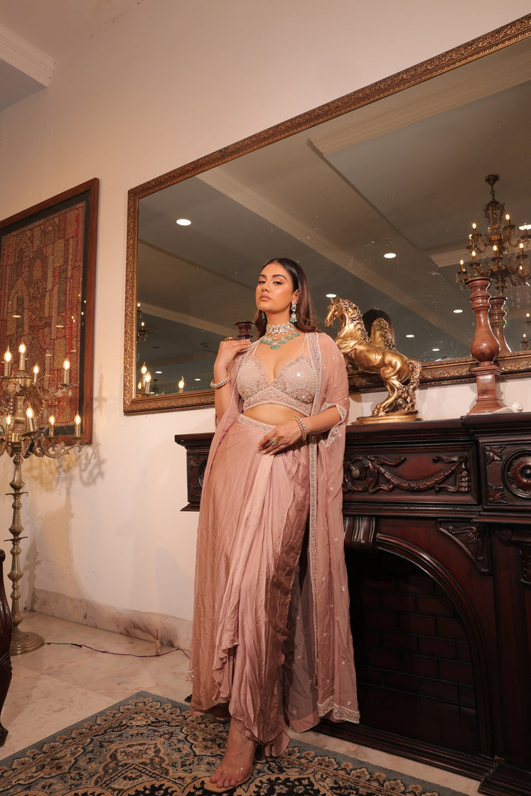 Pearl Whisper Cape Dhoti Ensemble - view 3