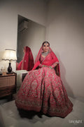 Tomato Red Zardozi Bridal Lehenga - view 1