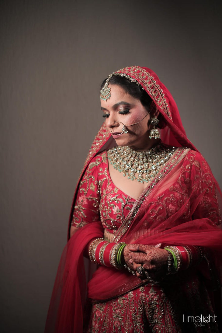 Tomato Red Zardozi Bridal Lehenga - view 2